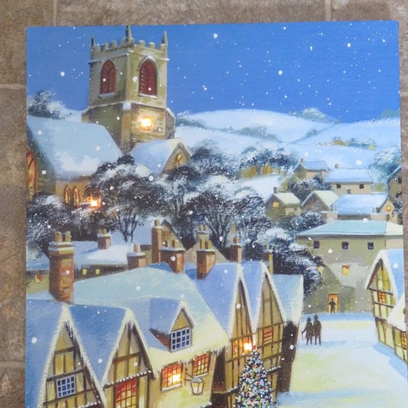 LED CANVAS XMAS WINTER VILLAGE PICTURE 16X12 (K30) - Picture 4 of 5